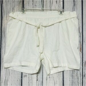 Stella Parker Linen Blend Shorts Womens Size XL White Tie Belt Beach Pockets New